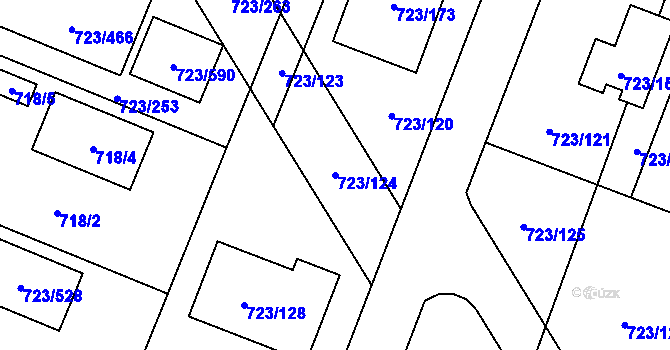 Parcela st. 723/124 v KÚ Včelná, Katastrální mapa