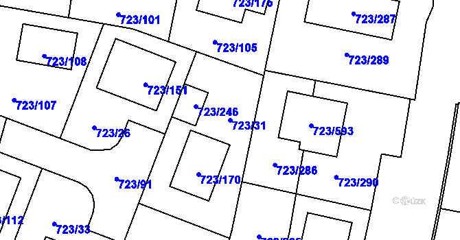 Parcela st. 723/31 v KÚ Včelná, Katastrální mapa