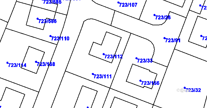 Parcela st. 723/112 v KÚ Včelná, Katastrální mapa