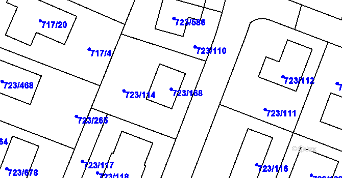 Parcela st. 723/168 v KÚ Včelná, Katastrální mapa