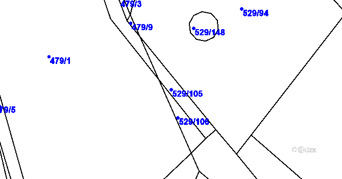 Parcela st. 529/105 v KÚ Včelná, Katastrální mapa