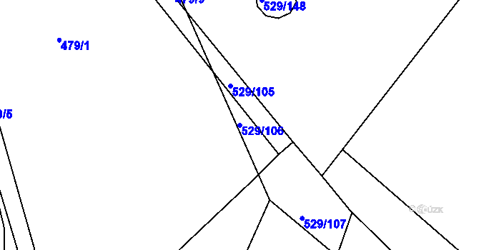 Parcela st. 529/106 v KÚ Včelná, Katastrální mapa