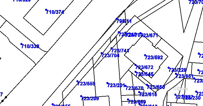 Parcela st. 723/704 v KÚ Včelná, Katastrální mapa