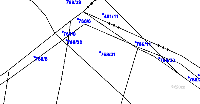 Parcela st. 768/31 v KÚ Včelná, Katastrální mapa