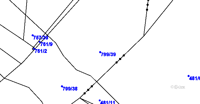 Parcela st. 799/39 v KÚ Včelná, Katastrální mapa