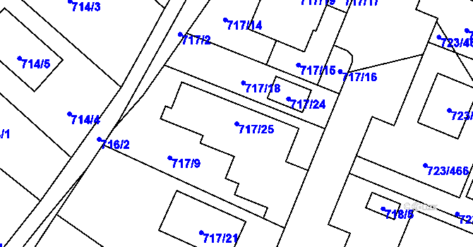 Parcela st. 717/25 v KÚ Včelná, Katastrální mapa