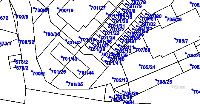 Parcela st. 701/35 v KÚ Včelná, Katastrální mapa