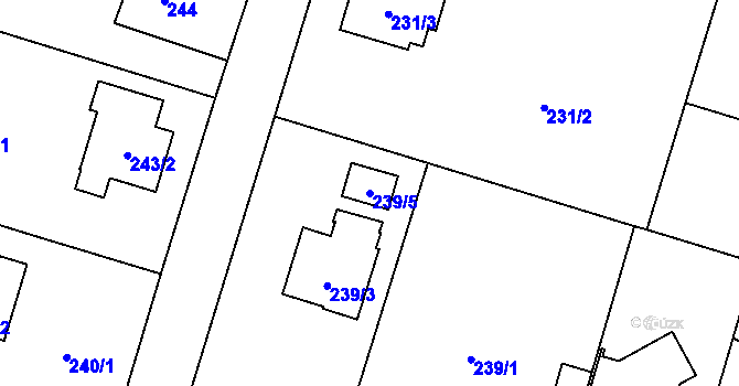 Parcela st. 239/5 v KÚ Včelná, Katastrální mapa