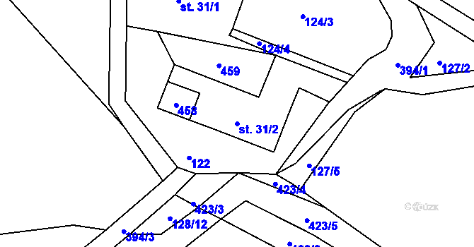 Parcela st. 31/2 v KÚ Včelnička, Katastrální mapa