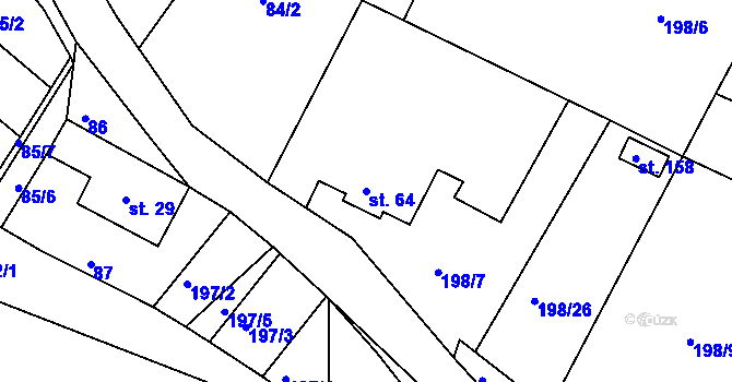 Parcela st. 64 v KÚ Včelnička, Katastrální mapa