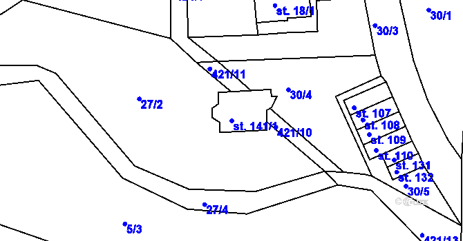 Parcela st. 141/1 v KÚ Včelnička, Katastrální mapa