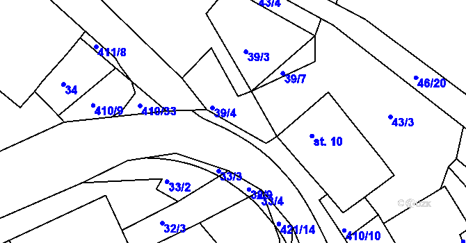 Parcela st. 39/5 v KÚ Včelnička, Katastrální mapa