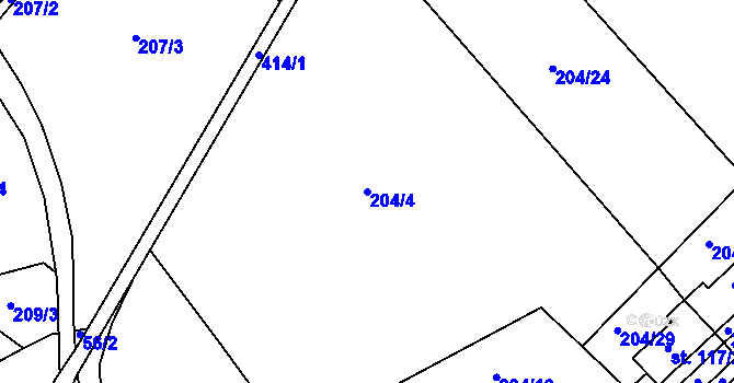 Parcela st. 204/4 v KÚ Včelnička, Katastrální mapa