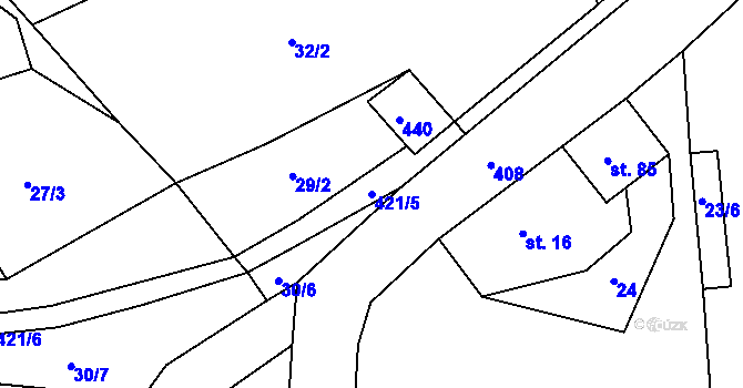 Parcela st. 421/5 v KÚ Včelnička, Katastrální mapa