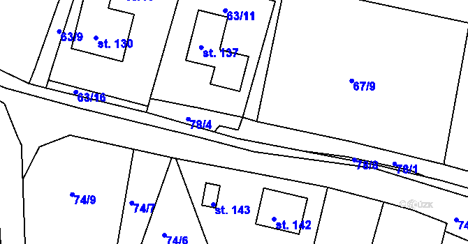 Parcela st. 78/5 v KÚ Včelnička, Katastrální mapa