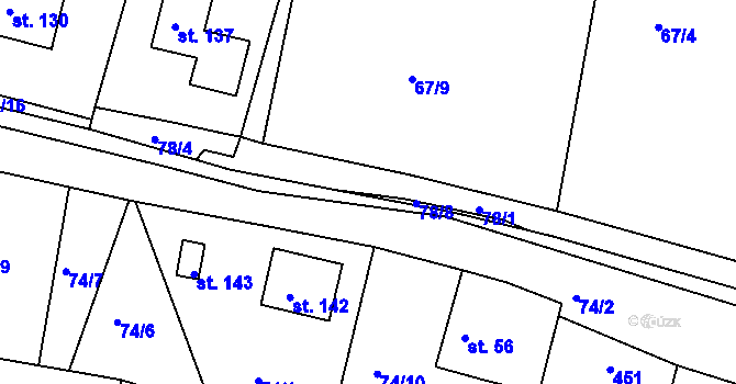 Parcela st. 78/7 v KÚ Včelnička, Katastrální mapa