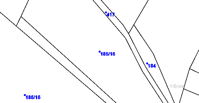 Parcela st. 185/16 v KÚ Včelnička, Katastrální mapa