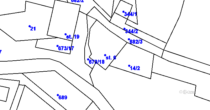 Parcela st. 6 v KÚ Veclov, Katastrální mapa