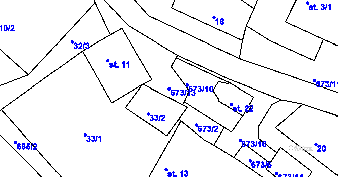Parcela st. 673/13 v KÚ Veclov, Katastrální mapa