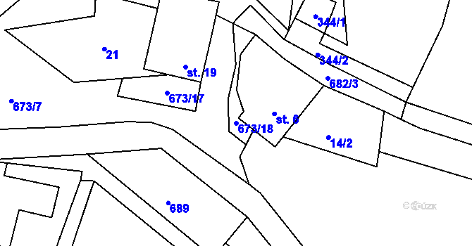 Parcela st. 673/18 v KÚ Veclov, Katastrální mapa