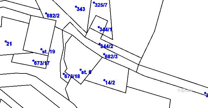 Parcela st. 682/3 v KÚ Veclov, Katastrální mapa