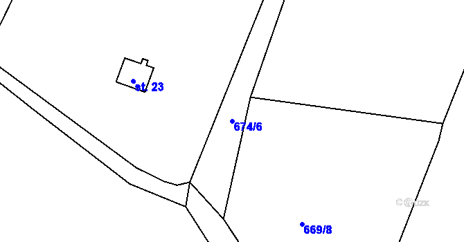 Parcela st. 674/6 v KÚ Veclov, Katastrální mapa