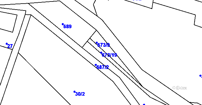 Parcela st. 673/19 v KÚ Veclov, Katastrální mapa