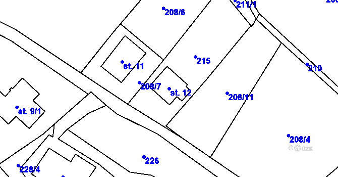 Parcela st. 12 v KÚ Koníkov, Katastrální mapa