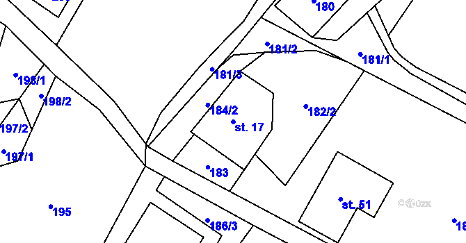 Parcela st. 17 v KÚ Koníkov, Katastrální mapa