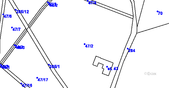 Parcela st. 47/2 v KÚ Koníkov, Katastrální mapa