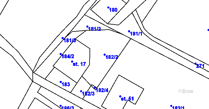 Parcela st. 182/2 v KÚ Koníkov, Katastrální mapa