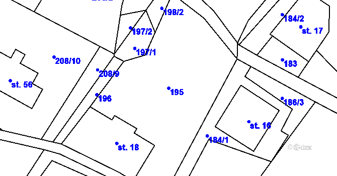 Parcela st. 195 v KÚ Koníkov, Katastrální mapa