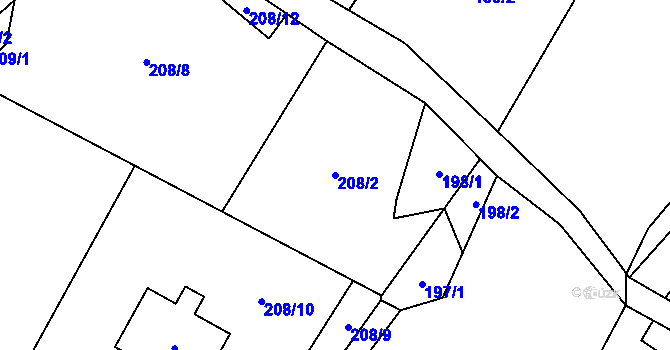 Parcela st. 208/2 v KÚ Koníkov, Katastrální mapa