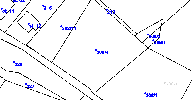Parcela st. 208/4 v KÚ Koníkov, Katastrální mapa