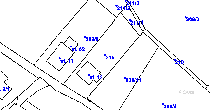 Parcela st. 215 v KÚ Koníkov, Katastrální mapa