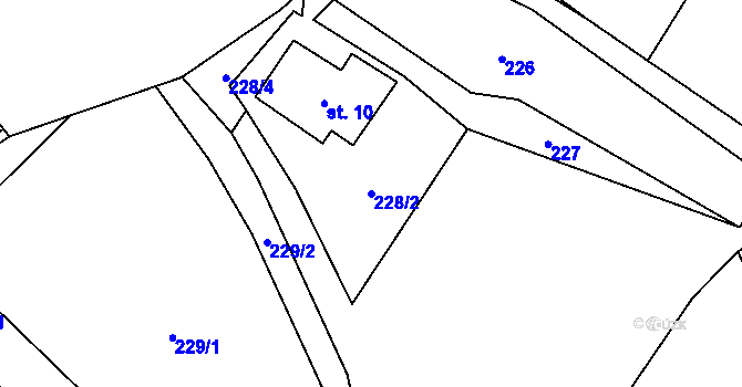 Parcela st. 228/2 v KÚ Koníkov, Katastrální mapa