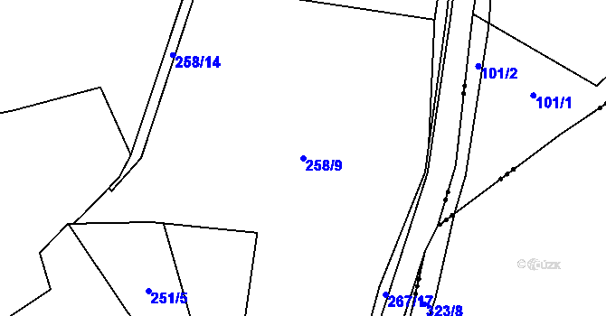 Parcela st. 258/9 v KÚ Koníkov, Katastrální mapa