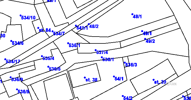Parcela st. 537/4 v KÚ Jimramovské Pavlovice, Katastrální mapa