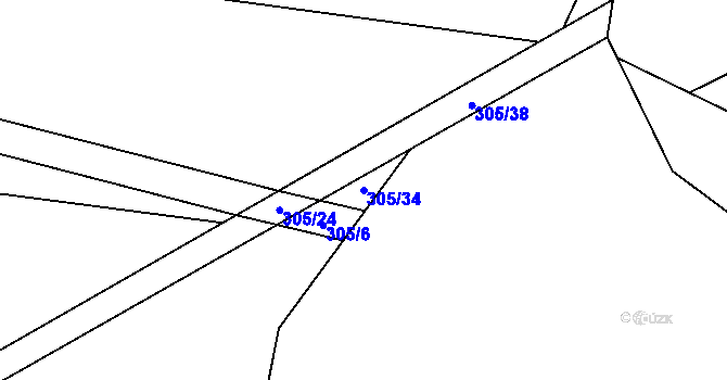 Parcela st. 305/34 v KÚ Jimramovské Pavlovice, Katastrální mapa