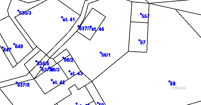 Parcela st. 56/1 v KÚ Jimramovské Pavlovice, Katastrální mapa
