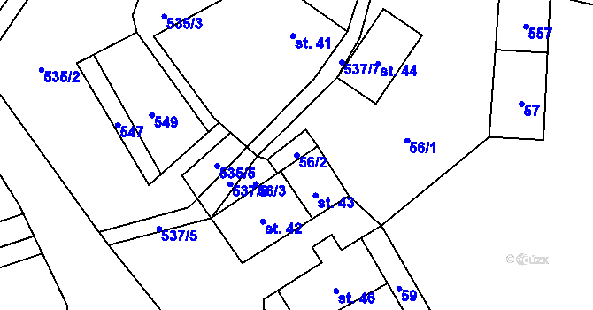 Parcela st. 56/2 v KÚ Jimramovské Pavlovice, Katastrální mapa