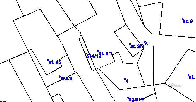 Parcela st. 8/1 v KÚ Jimramovské Pavlovice, Katastrální mapa