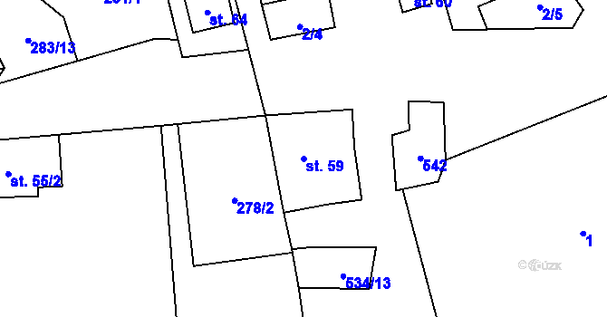 Parcela st. 59 v KÚ Jimramovské Pavlovice, Katastrální mapa