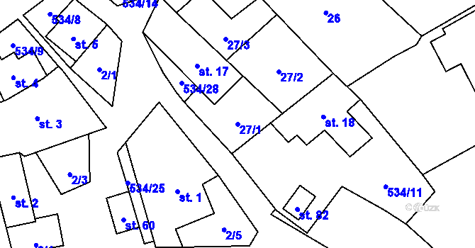Parcela st. 27/1 v KÚ Jimramovské Pavlovice, Katastrální mapa