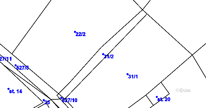 Parcela st. 31/2 v KÚ Jimramovské Pavlovice, Katastrální mapa