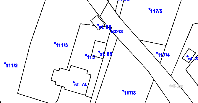 Parcela st. 85 v KÚ Míchov, Katastrální mapa