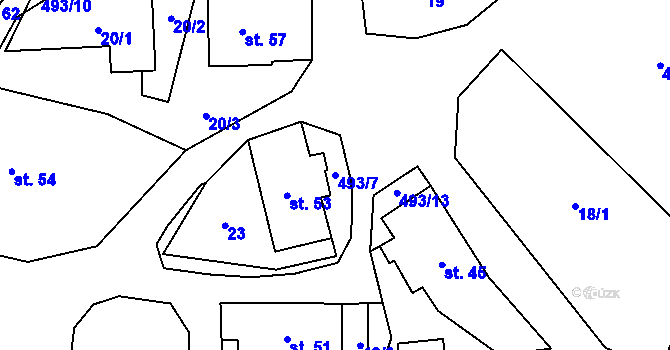 Parcela st. 493/7 v KÚ Míchov, Katastrální mapa
