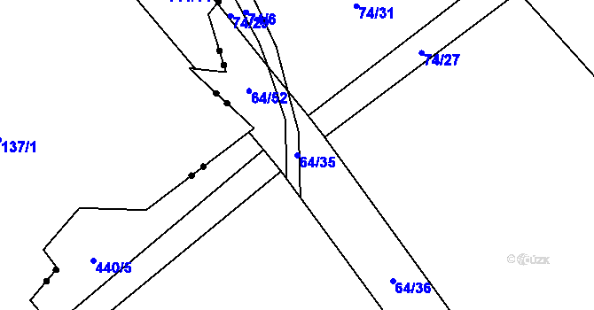 Parcela st. 64/35 v KÚ Míchov, Katastrální mapa