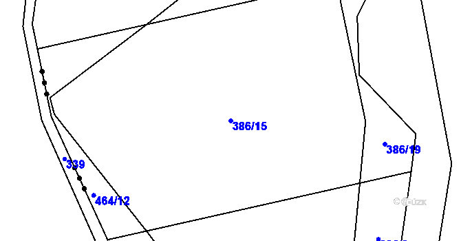 Parcela st. 386/15 v KÚ Míchov, Katastrální mapa