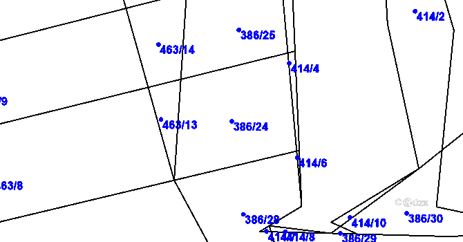 Parcela st. 386/24 v KÚ Míchov, Katastrální mapa